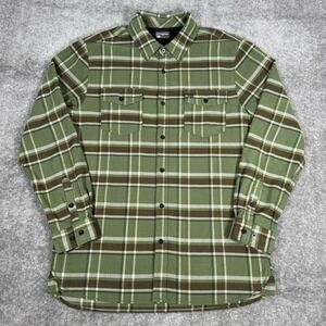 MTN OPS Shirt Men's Large Green Plaid Flannel Long Sleeve Button Up Utility